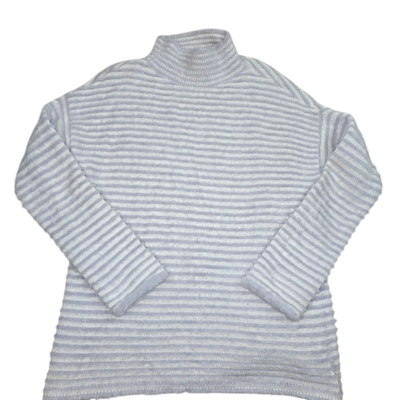 Chicos Zenergy Striped Fuzzy Pastel Turtleneck Sweater in 1 (8) - Picture 1 of 5